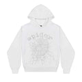 Sp5der OG White Web Rhinestone Hoodie